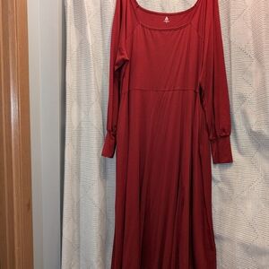 Able Deep Red Long Sleeve Dress